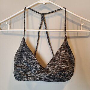 Victorias Secret Sports Bra Medium Strappy Back Gray V Neck